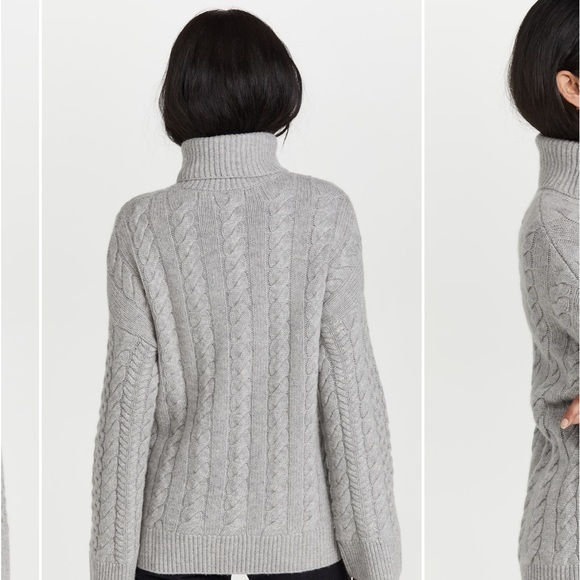 Nadaam Wool Cashmere Chunky Cable Turtleneck Sweater in Grey Size XS - Picture 3 of 9
